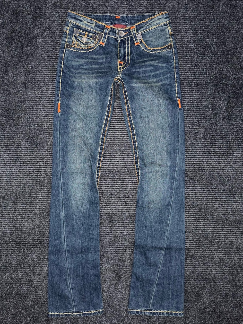 Vintage True Religion Low Rise Twisted Flare Jeans Sz 27 Y2K Joey Super T USA